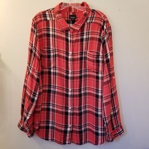 SIMPLY EMMA Plus Size Plaid Top